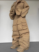 HEYFANCYSTYLE Men's Designer Wide-Leg Cargo, Unique Cut, Japanese Streetwear